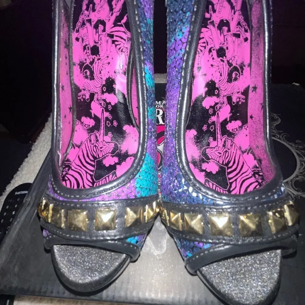 NIB Iron Fist Debracorn Sequin Platform Heels Size 5 - Picture 7 of 9
